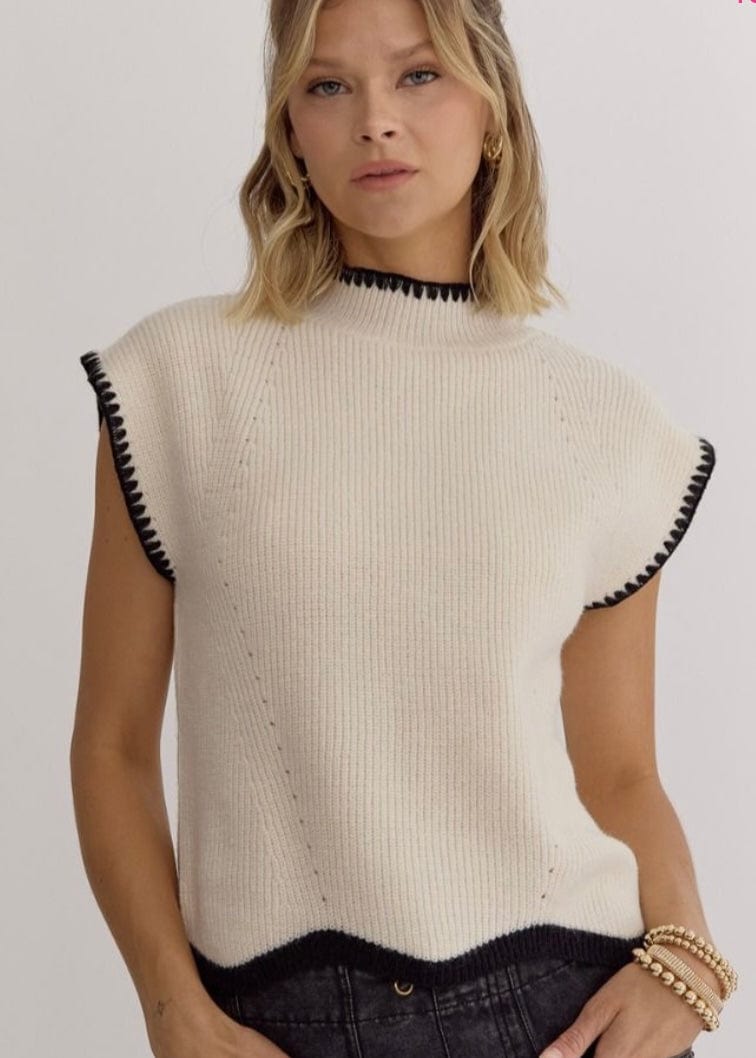 Avery Cap Sleeve Sweater | Cream Entro sweater Small