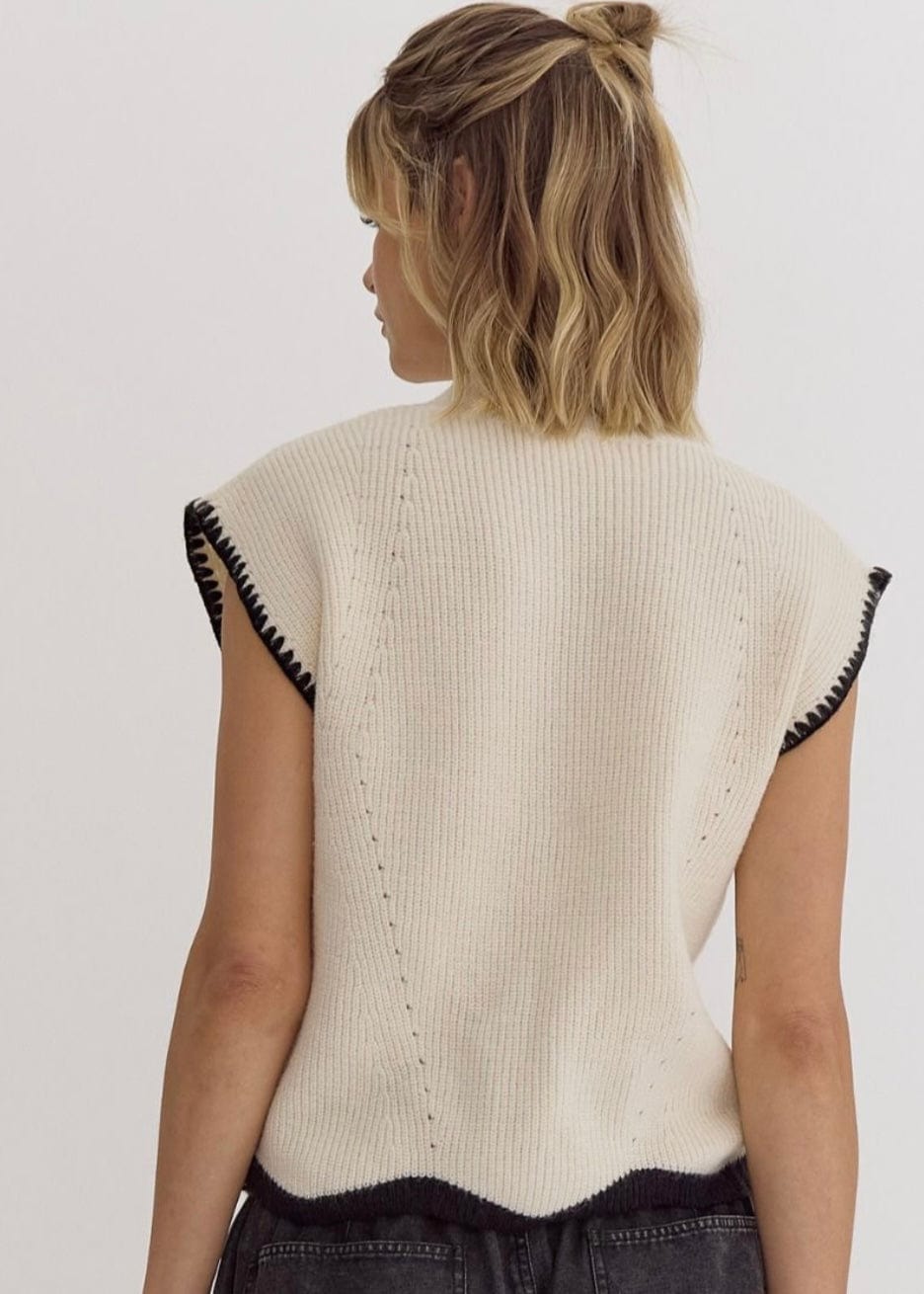 Avery Cap Sleeve Sweater | Cream Entro sweater