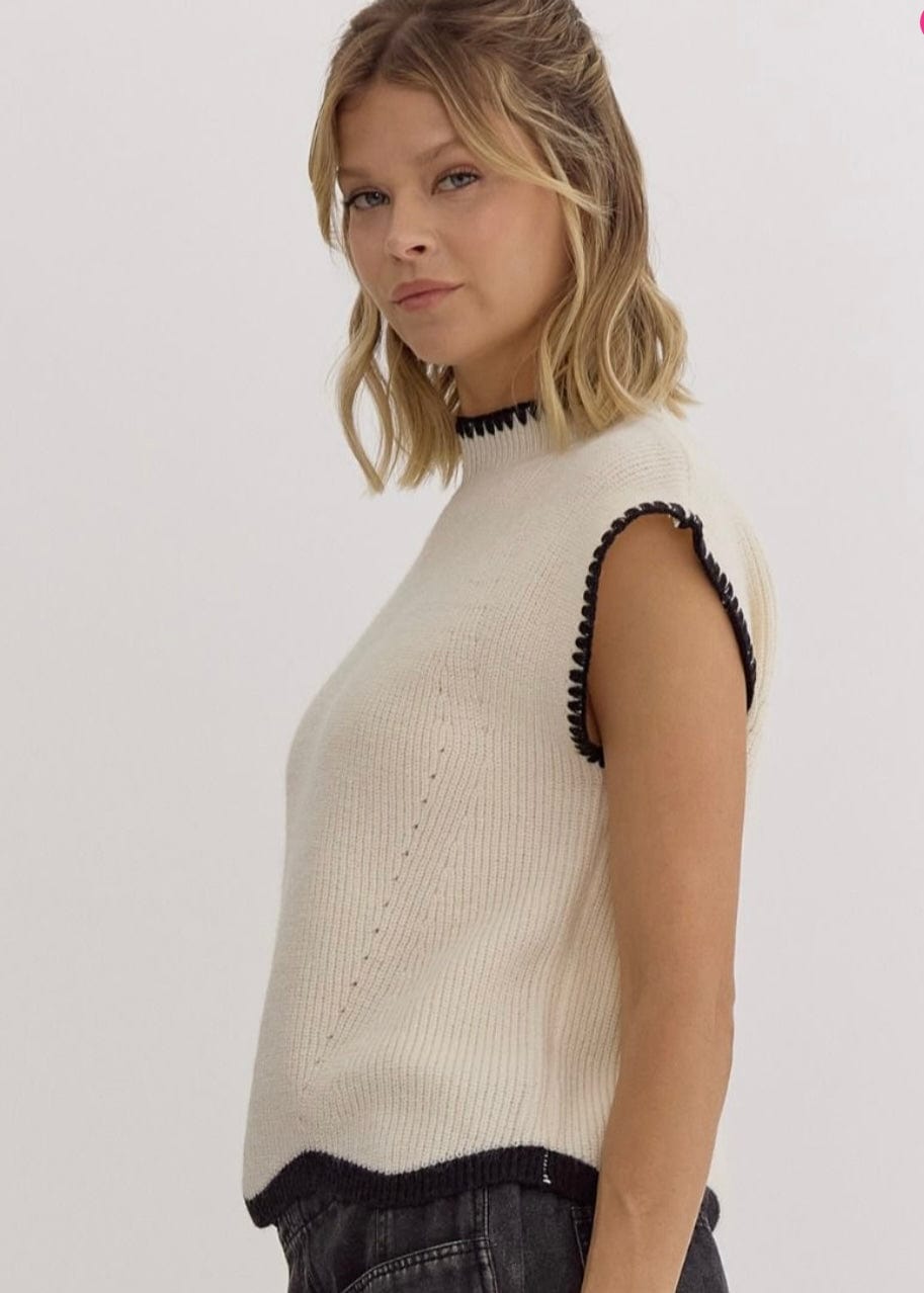 Avery Cap Sleeve Sweater | Cream Entro sweater