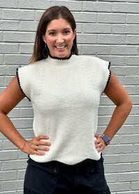 Thumbnail for Avery Cap Sleeve Sweater | Cream Entro sweater