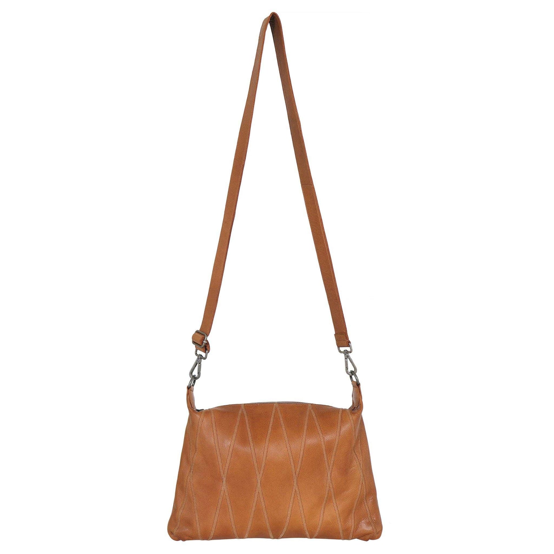 Avery Diamond Leather Crossbody Bag: Cognac Latico Leathers