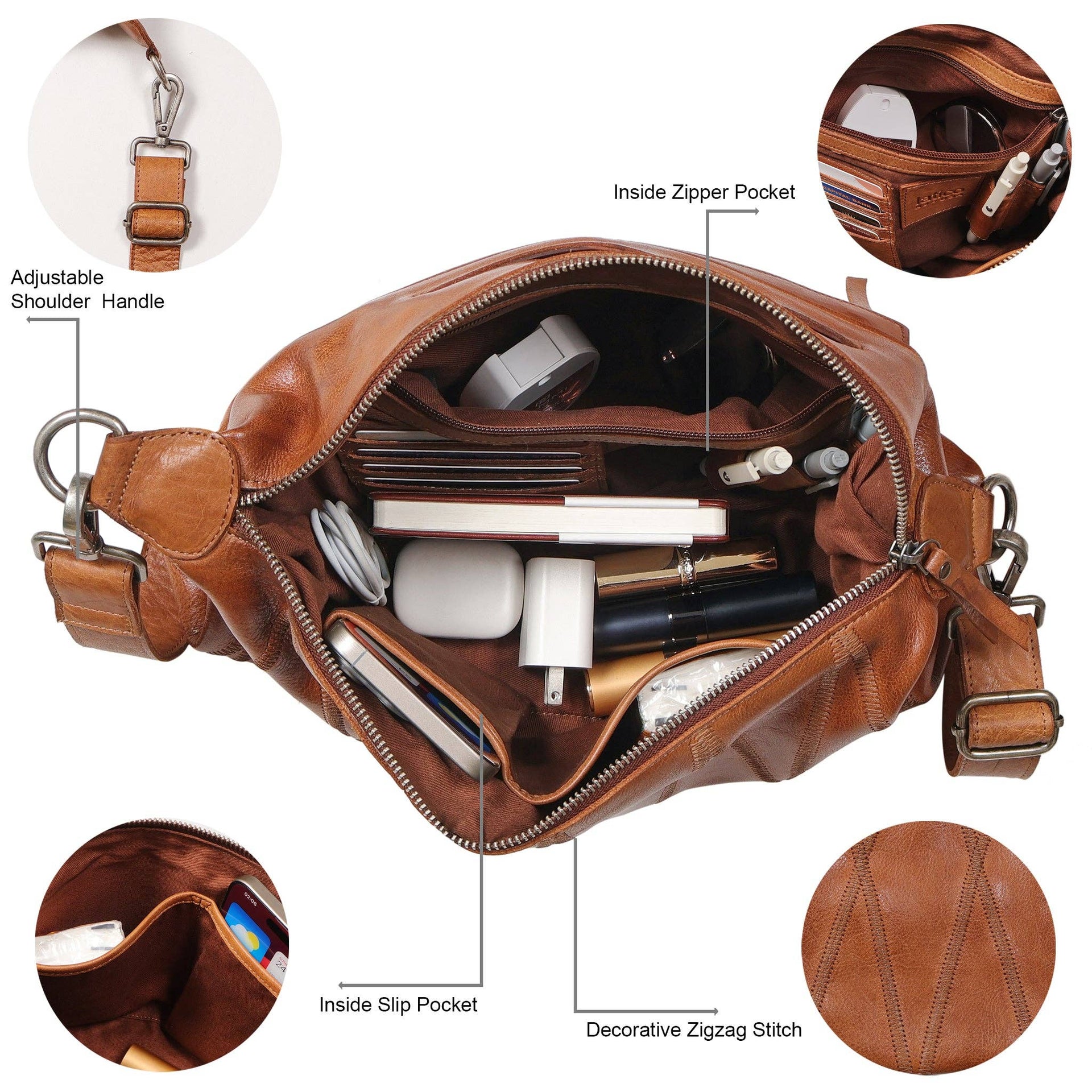 Avery Diamond Leather Crossbody Bag: Cognac Latico Leathers