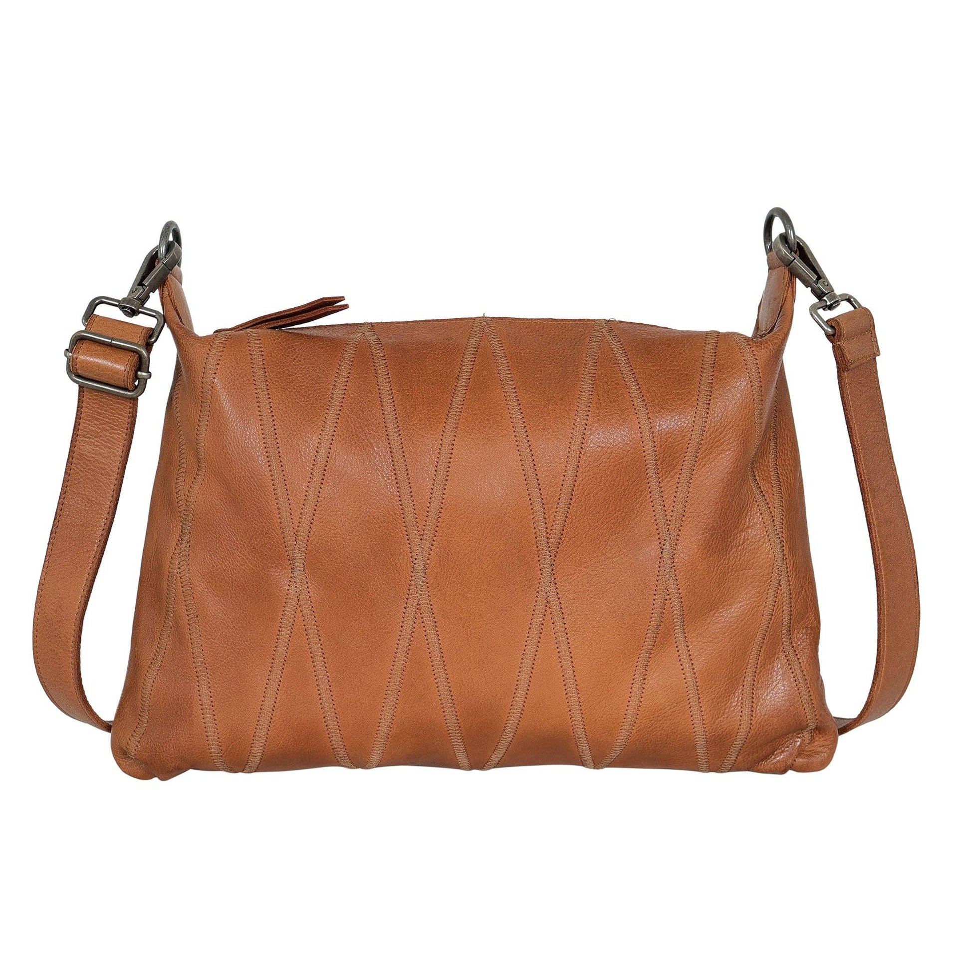 Avery Diamond Leather Crossbody Bag: Cognac Latico Leathers