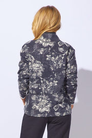 Batik Floral Quarter Zip in Black Habitat Fleece