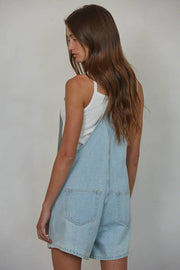 BD215 | Oversized Woven Denim Overall Shorts With Cuffs: Light Denim / S By Together