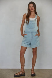 BD215 | Oversized Woven Denim Overall Shorts With Cuffs: Light Denim / S By Together
