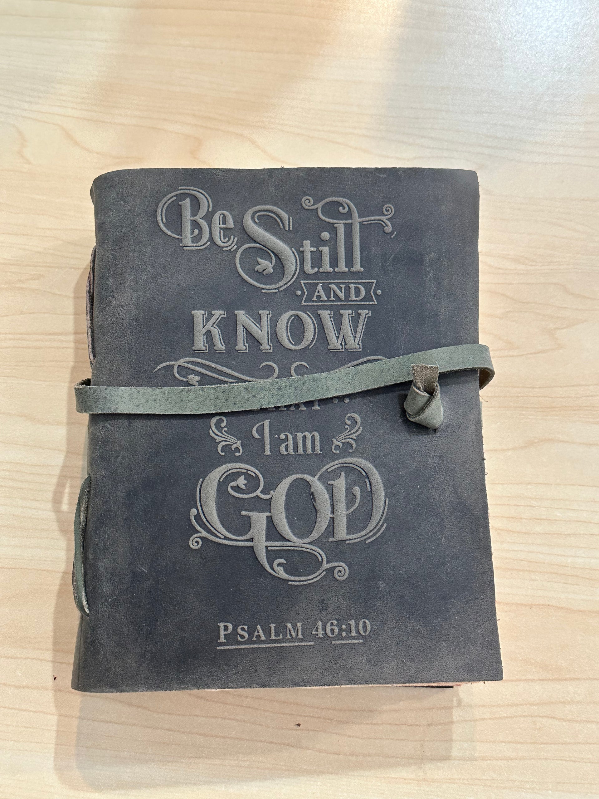 Be Still & Know Leather Journal K & K Interiors Journal Grey