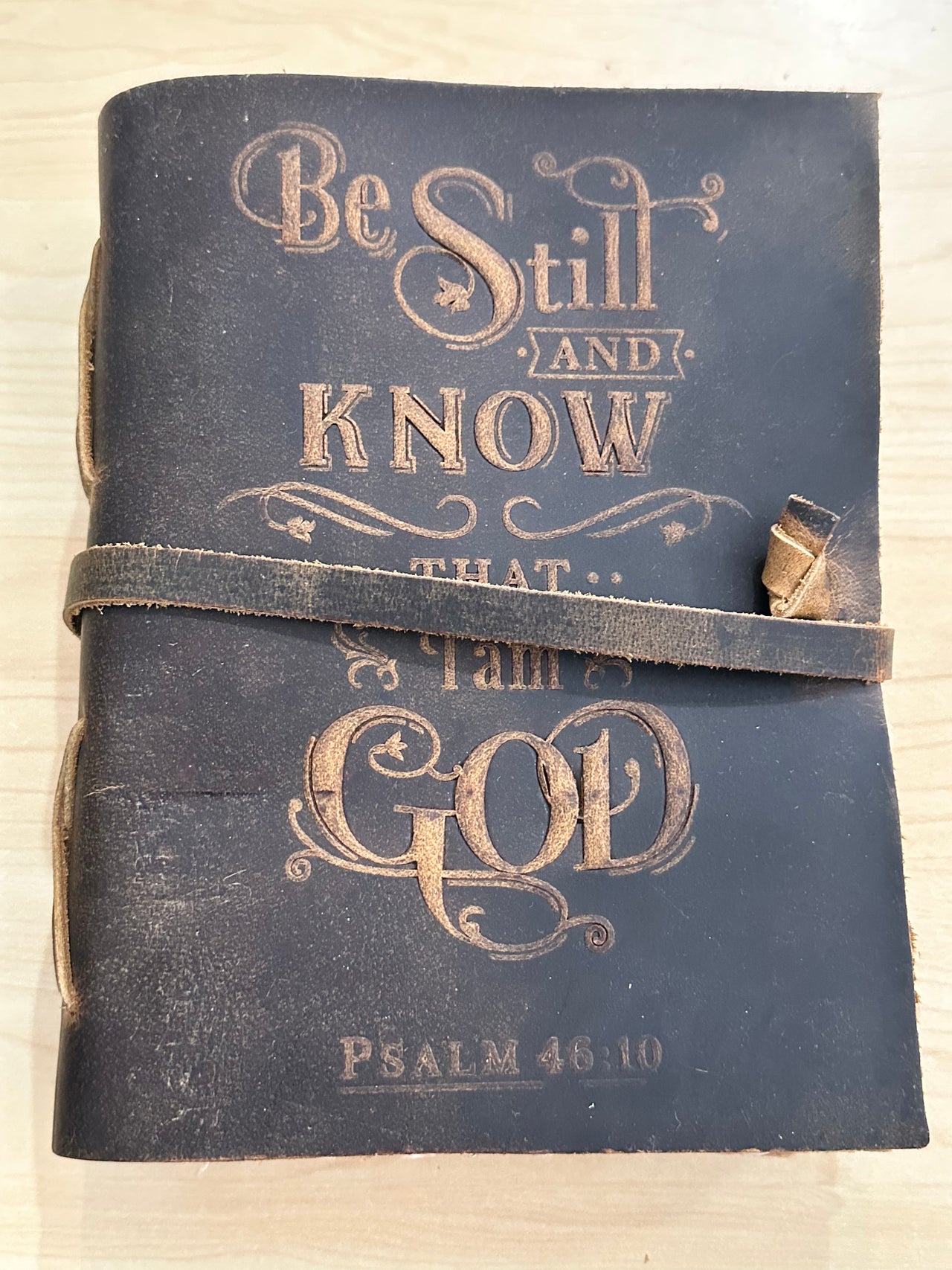 Be Still & Know Leather Journal K & K Interiors Journal New Mid Brown