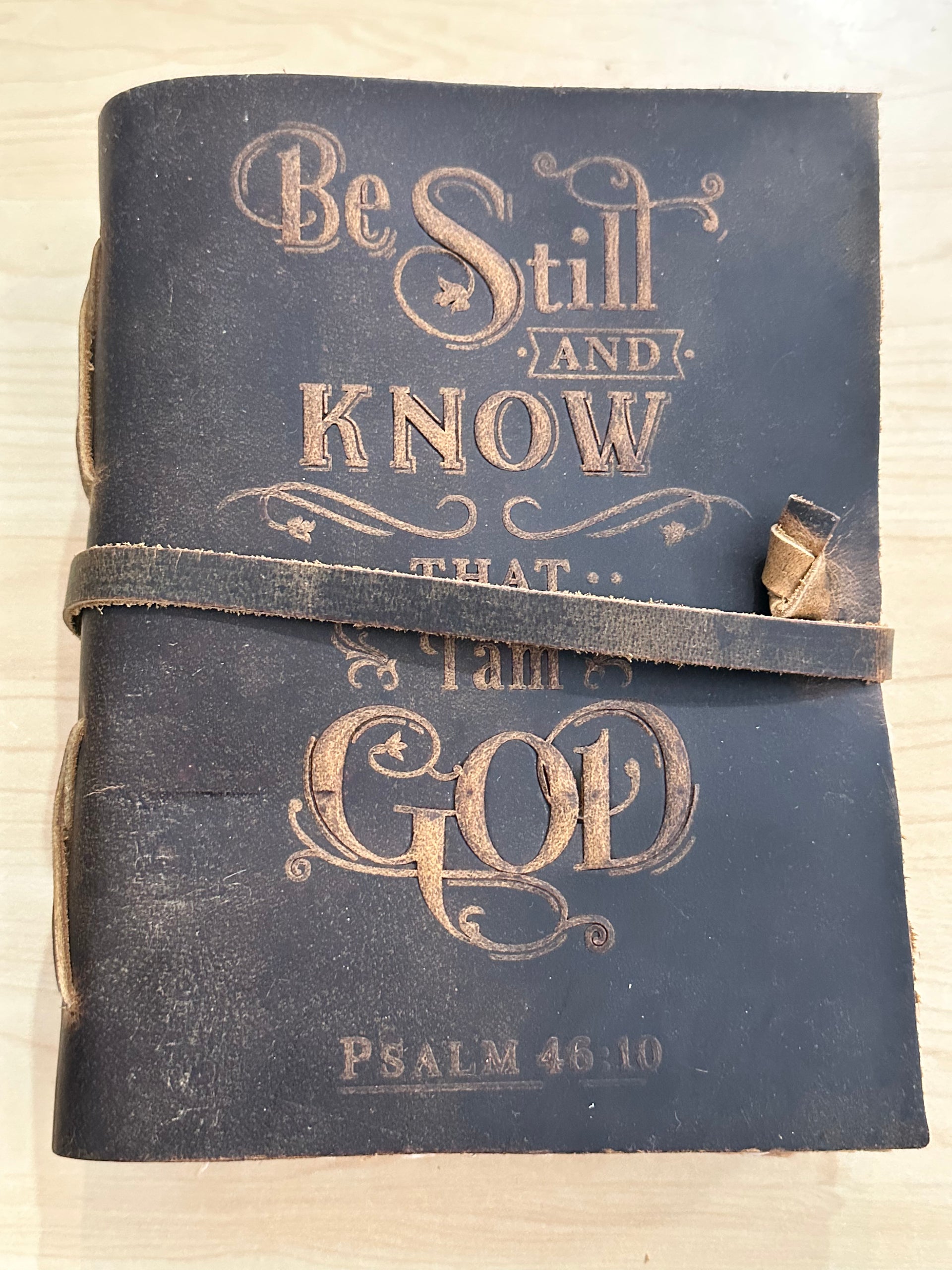 Be Still & Know Leather Journal K & K Interiors Journal New Mid Brown