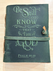 Be Still & Know Leather Journal K & K Interiors Journal emerald
