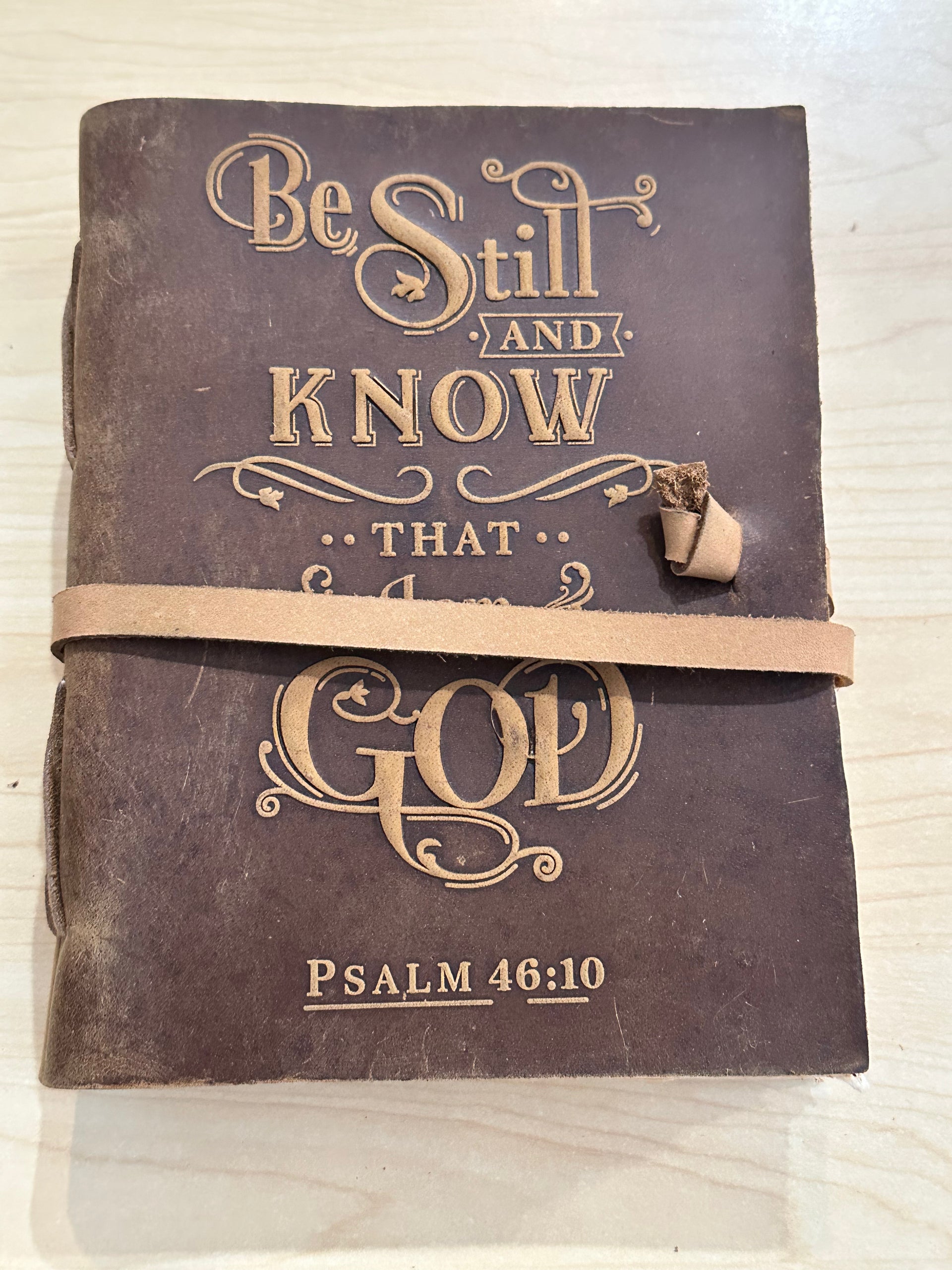 Be Still & Know Leather Journal K & K Interiors Journal Saddle