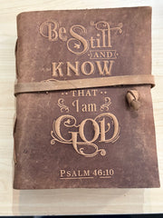 Be Still & Know Leather Journal K & K Interiors Journal Buck Tan