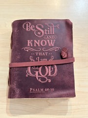 Be Still & Know Leather Journal K & K Interiors Journal Garnet