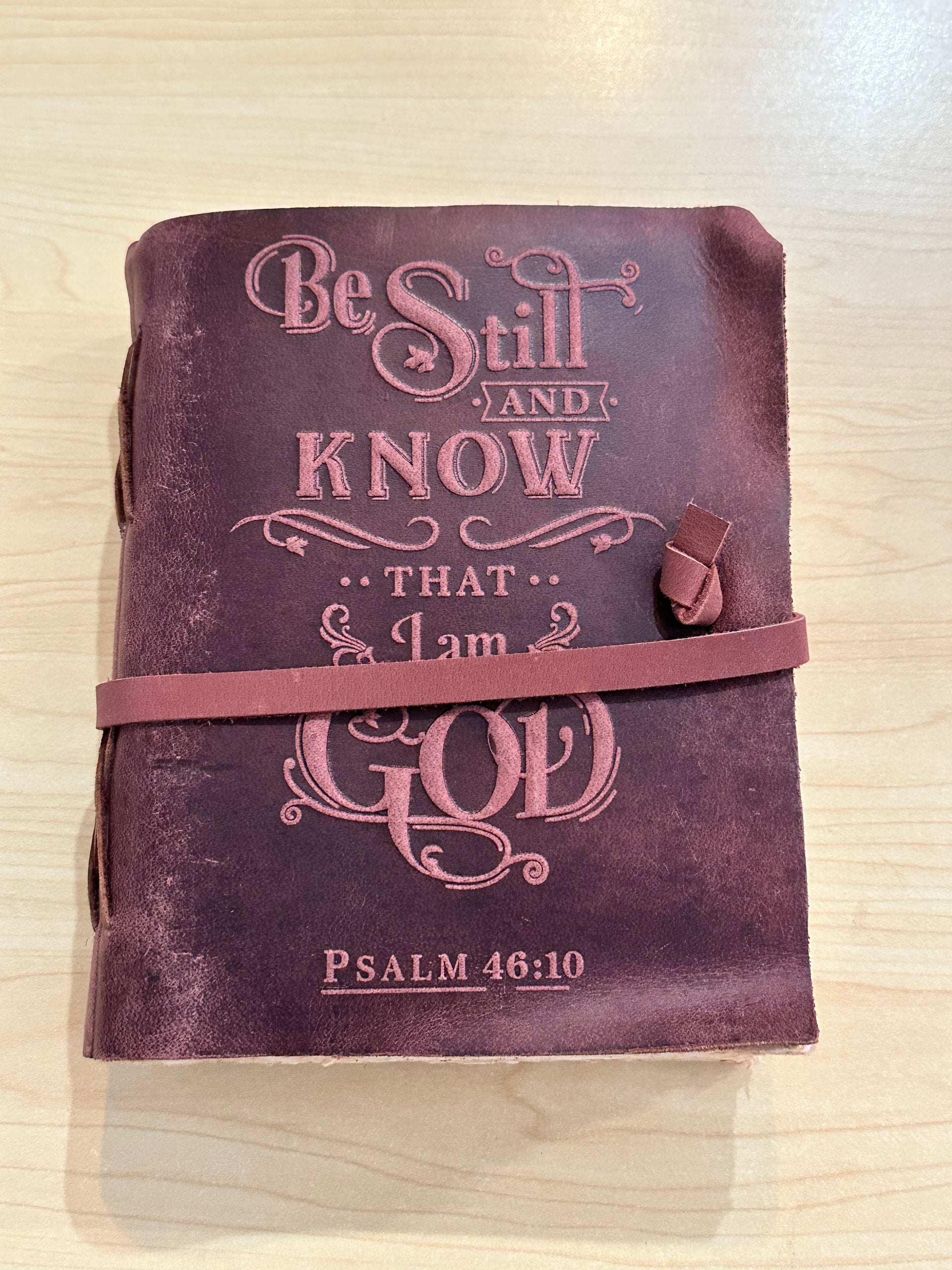 Be Still & Know Leather Journal K & K Interiors Journal Garnet