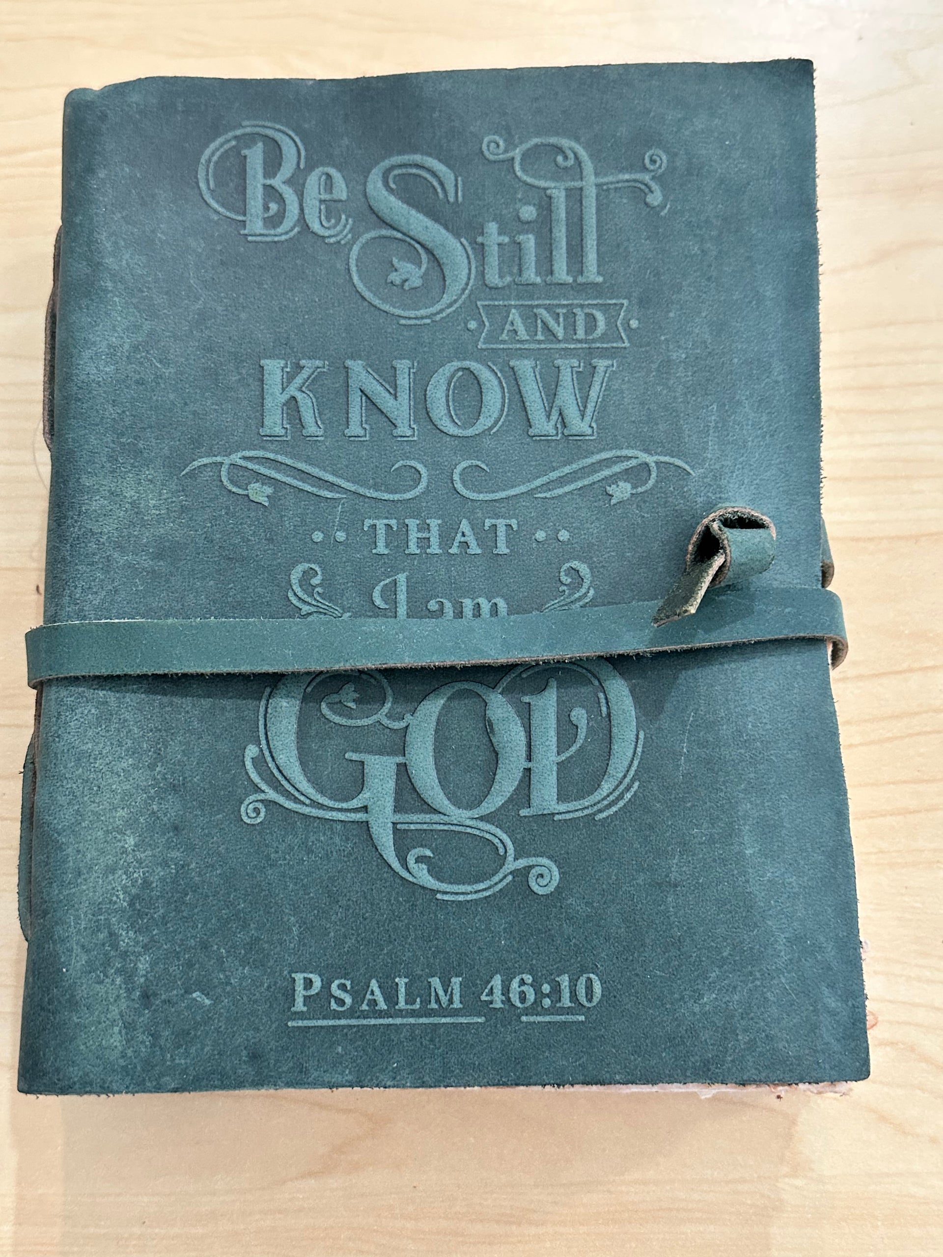 Be Still & Know Leather Journal K & K Interiors Journal willow green