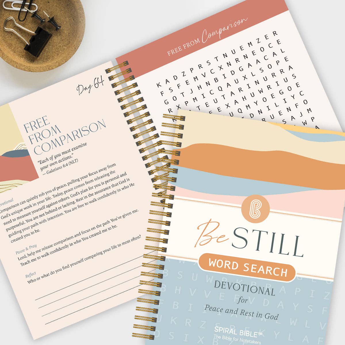 Be Still: Word Search Devotional for Peace & Rest in God Spiral Bible