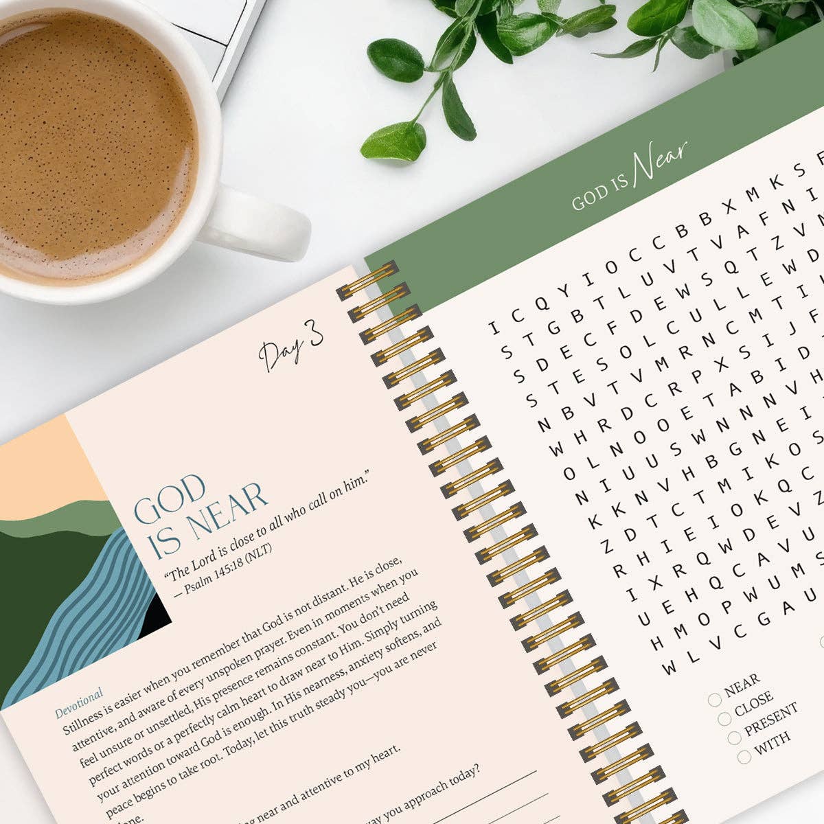 Be Still: Word Search Devotional for Peace & Rest in God Spiral Bible