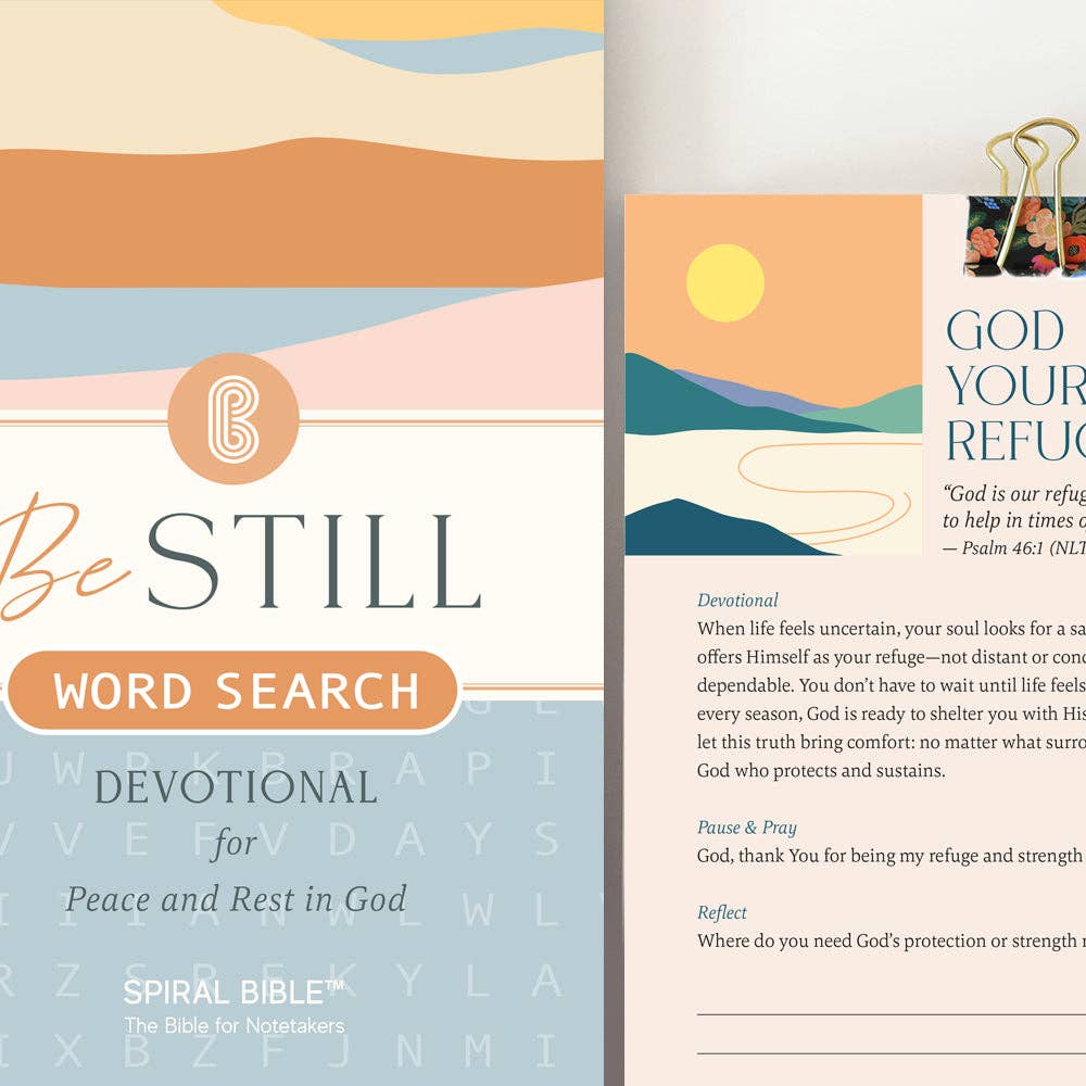 Be Still: Word Search Devotional for Peace & Rest in God Spiral Bible