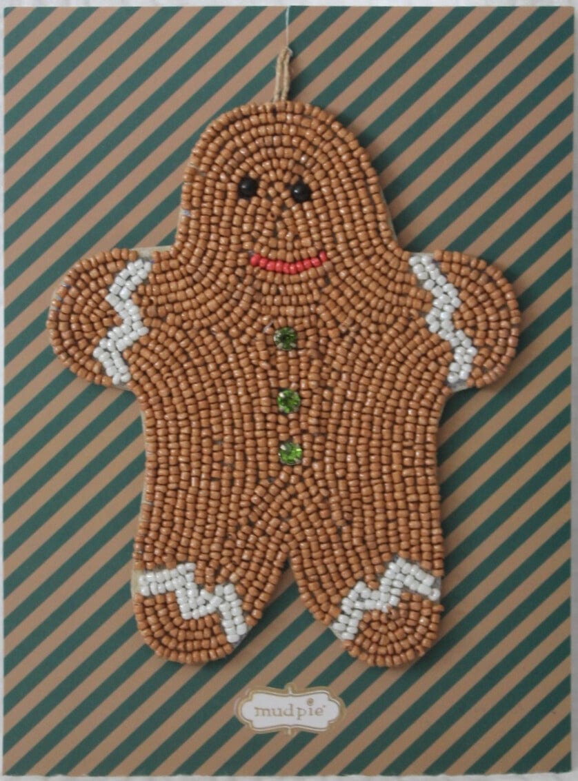 Beaded Gift Card Ornaments Mud Pie HOLIDAY Gingerbread Man