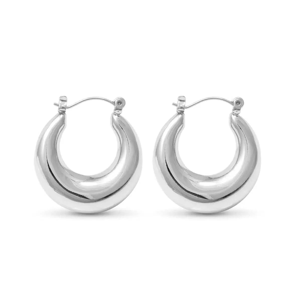 Bella Polished Bold Hoop Silver Amanda Blu Earring