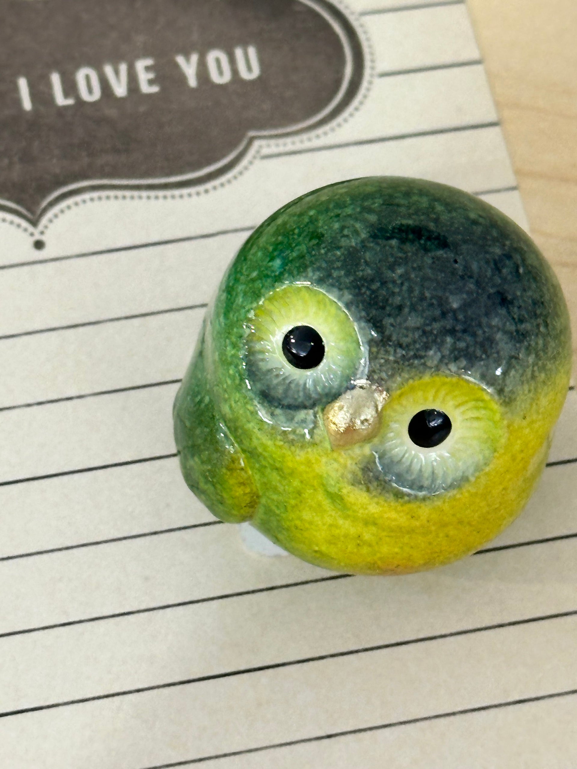 Big Eyed Owl Two’s Company Figurine Green