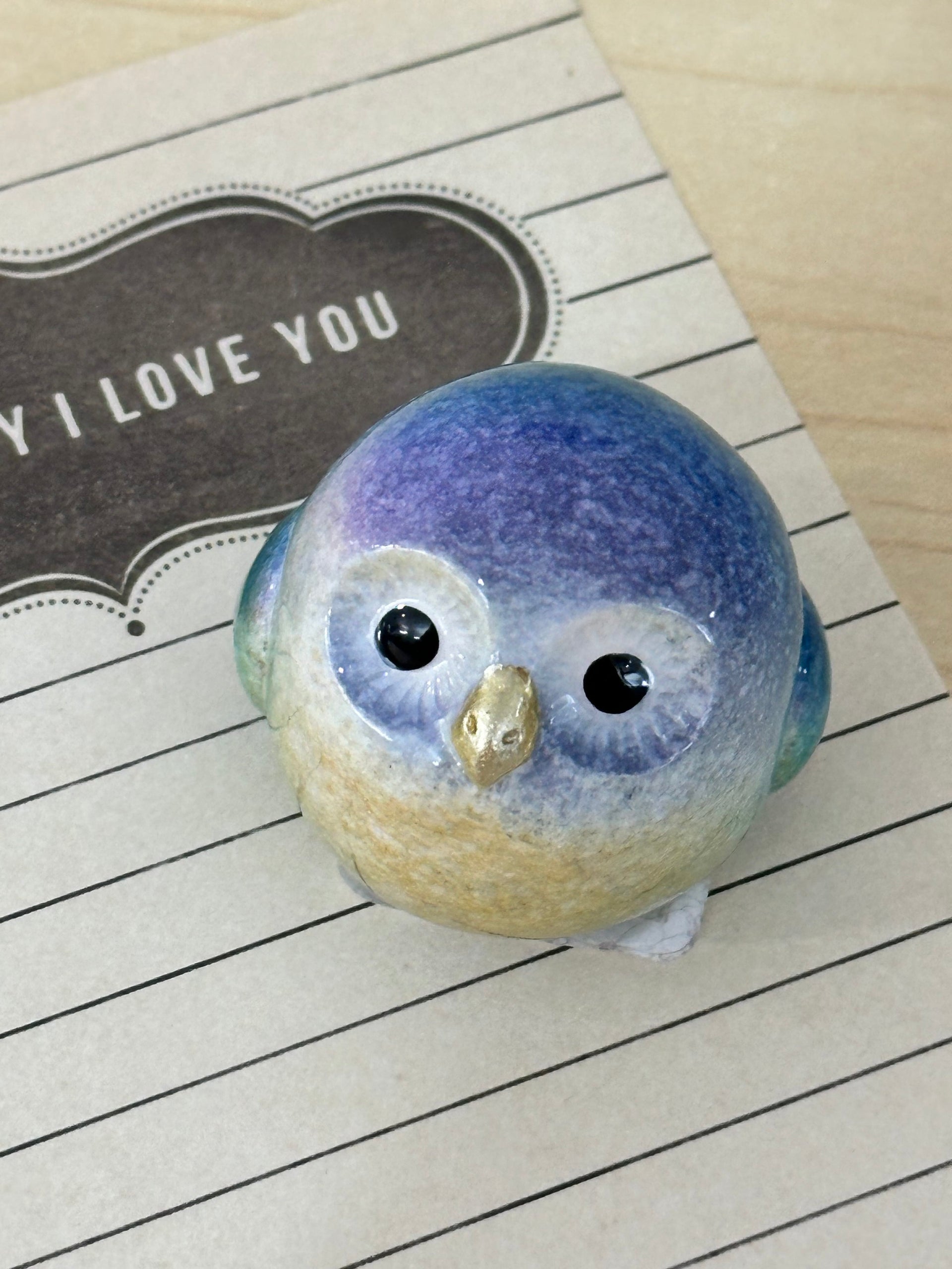 Big Eyed Owl Two’s Company Figurine Blue