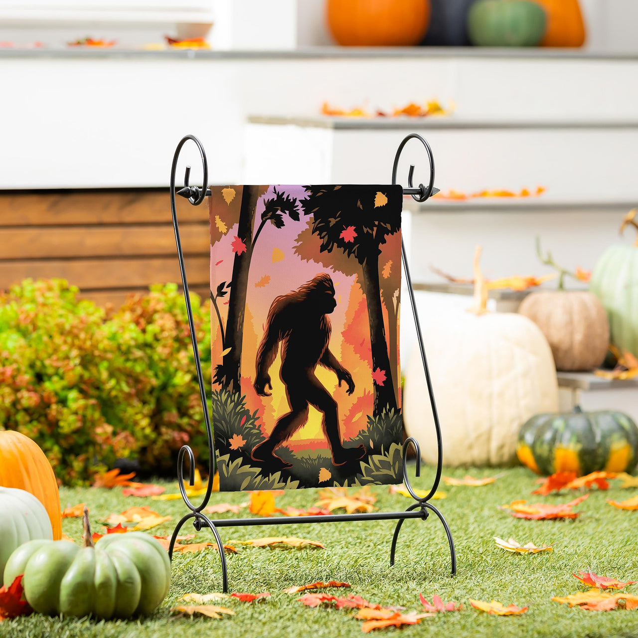 Big Foot Fall Garden Flag Evergreen Garden Flag
