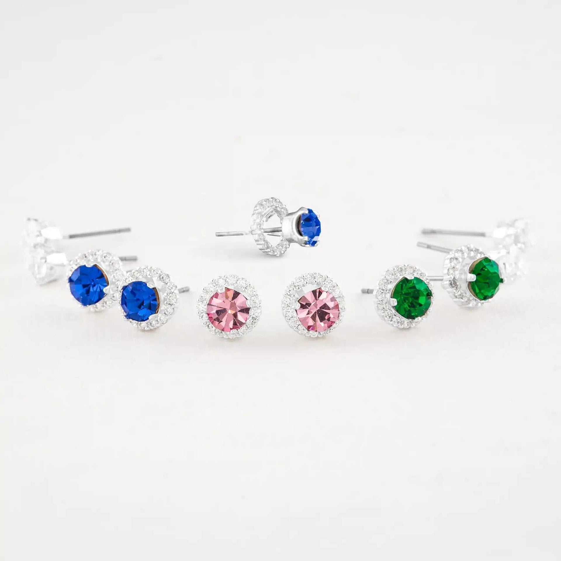 Birthstone with CZ Halo Jacket Amanda Blu Earrings January