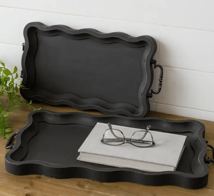 Black Scalloped Edged Trays | Set 2 Audrey's, LLC Tray
