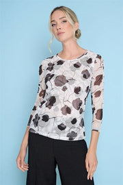 Blossom Bliss 3/4 Sleeve Ruched Top Picadilly Casual Top