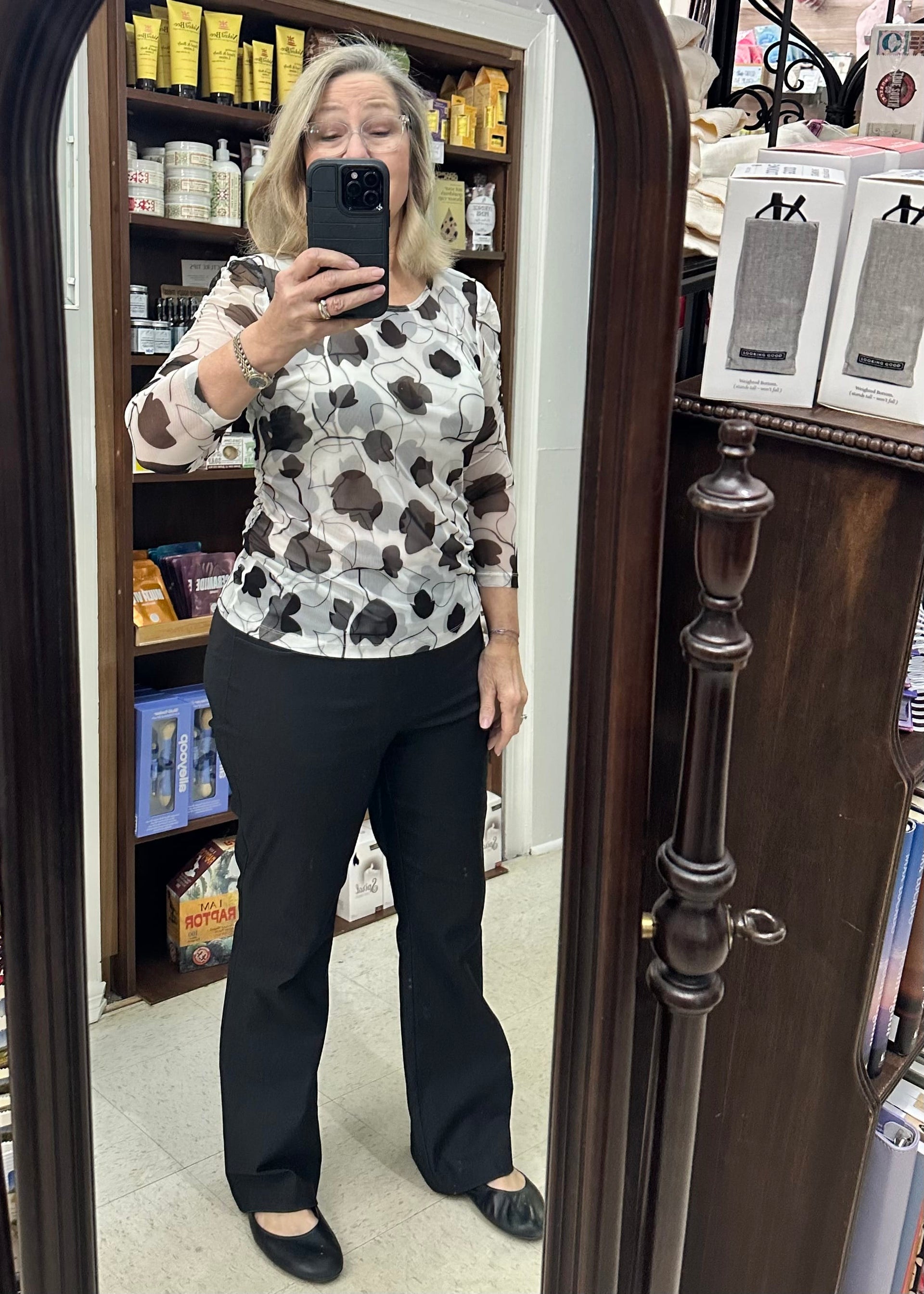Blossom Bliss 3/4 Sleeve Ruched Top Picadilly Top