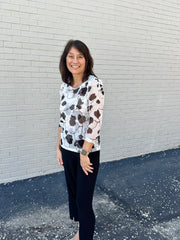 Blossom Bliss 3/4 Sleeve Ruched Top Picadilly Top