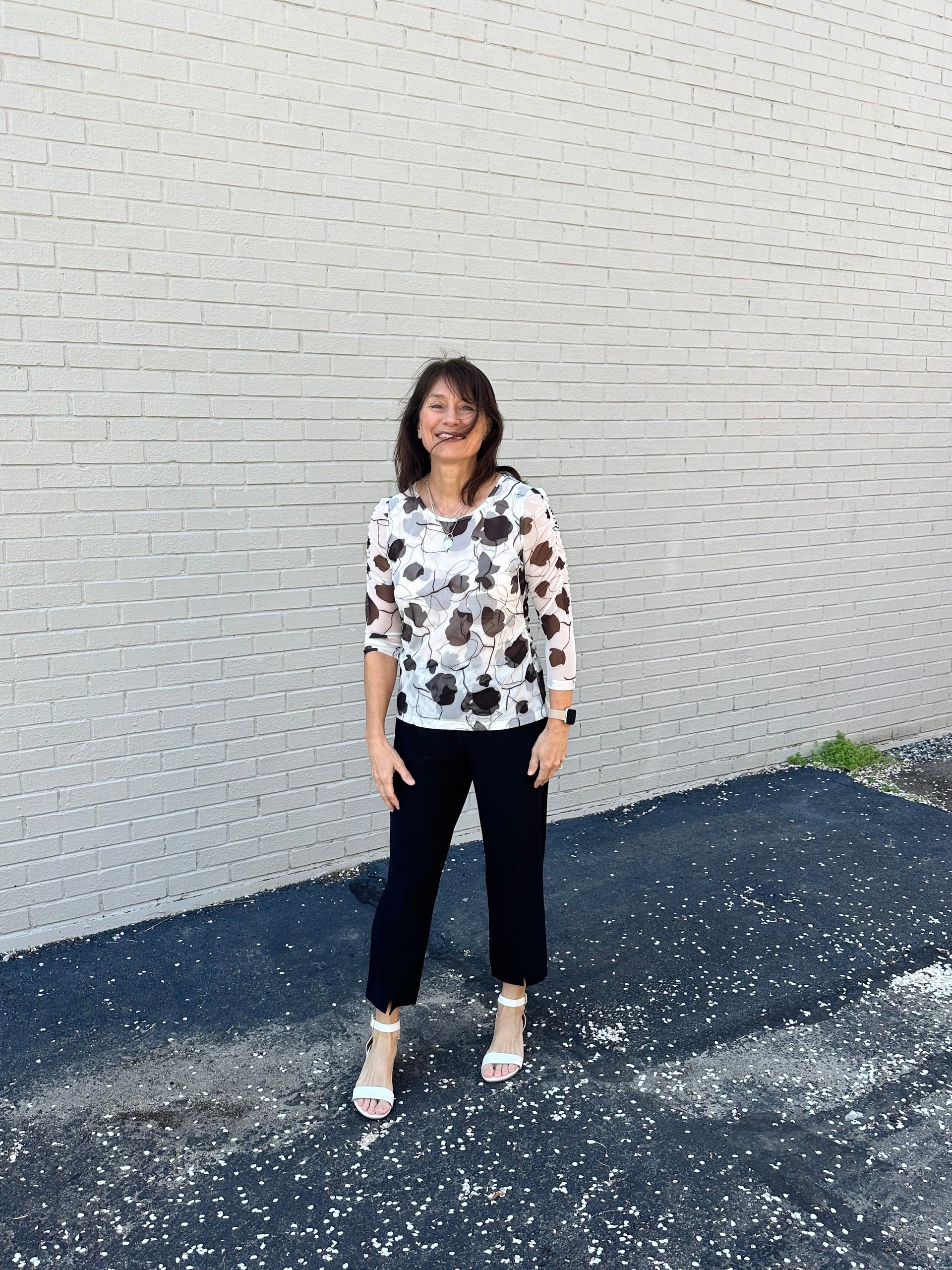 Blossom Bliss 3/4 Sleeve Ruched Top Picadilly Top
