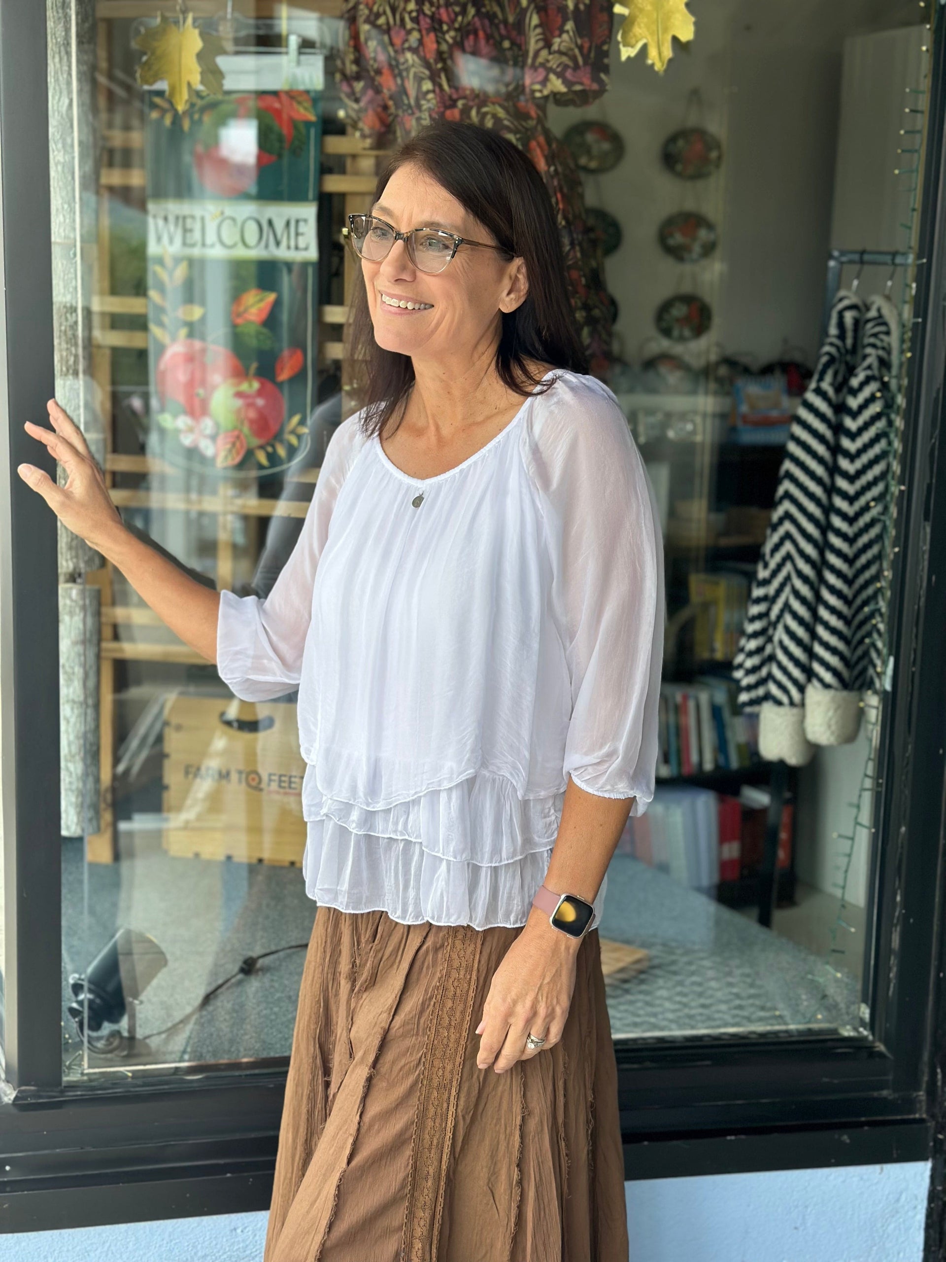 Blouse | Light Feminine White Tempo Paris Casual Top Medium