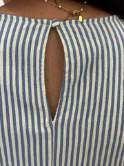 Blue Stripe Flounce Dress Maggy London Intl LTD Dress