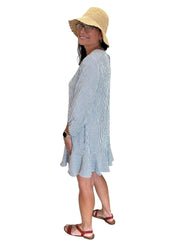 Blue Stripe Flounce Dress Maggy London Intl LTD Dress