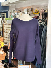 Boat Neck Sweater with Side Button Detail by Charlie B Charlie B Casual Top Small