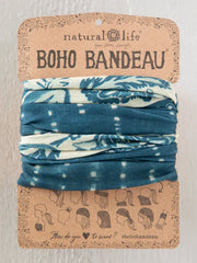 Boho Bandeau, Indigo Shibori Stripes Natural Life Hair Accessory