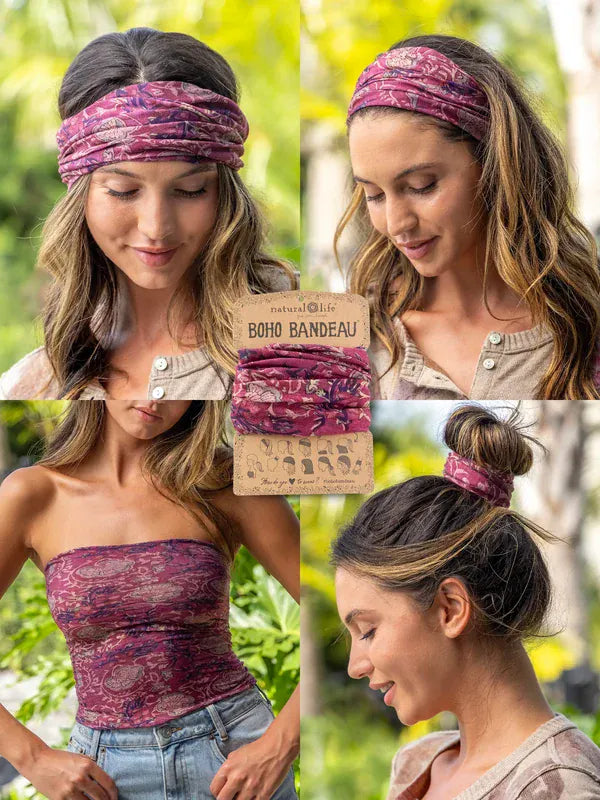 Boho Bandeau, Mauve Tossed India Vines Natural Life Hair Accessory
