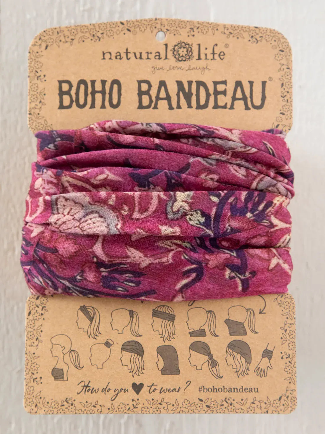 Boho Bandeau, Mauve Tossed India Vines Natural Life Hair Accessory