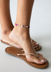 Thumbnail for Boho Beaded Daisy and Pearl Anklet Natural Life Accessories