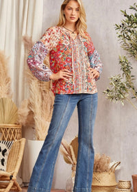 Thumbnail for Boho Fall Flourish Top Andree by Unit Casual Top