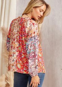 Thumbnail for Boho Fall Flourish Top Andree by Unit Casual Top