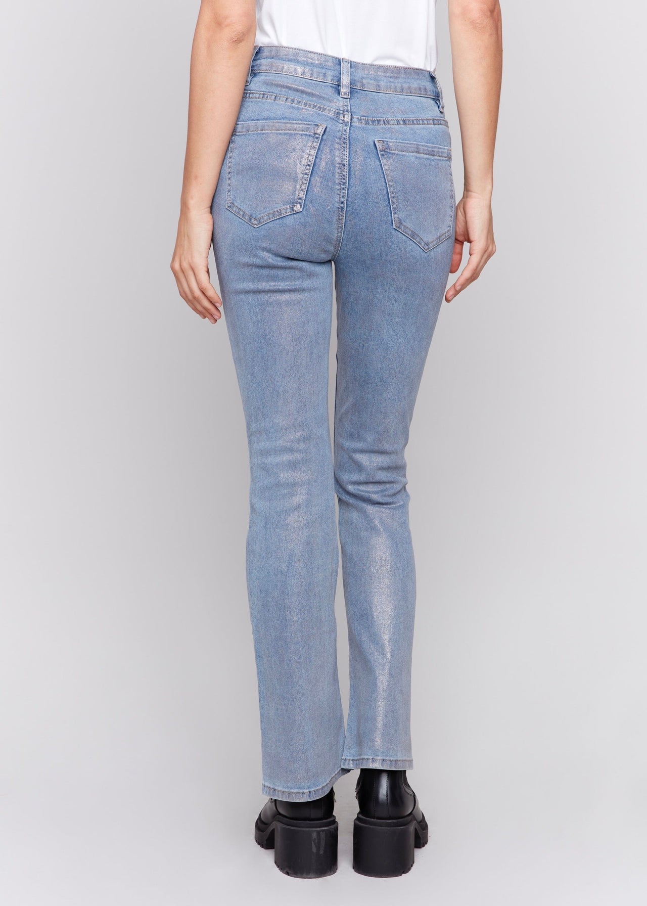 Bootcut Jean in Shimmer Silver Blue Mattie B's Gifts & Apparel