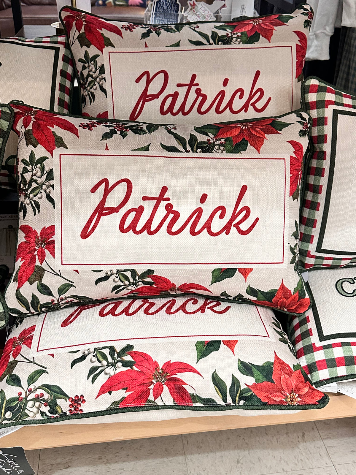Botanical Poinsettia Hometown Lumbar Pillow, Patrick Little Birdie Throw Pillow
