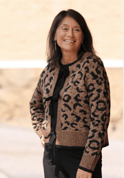 Bow Tie Front Jacquard Cardigan Charlie B SWEATER