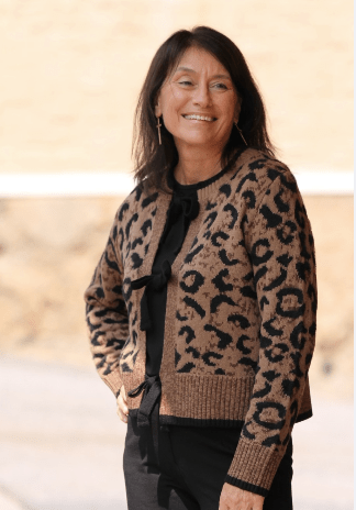 Bow Tie Front Jacquard Cardigan Charlie B SWEATER