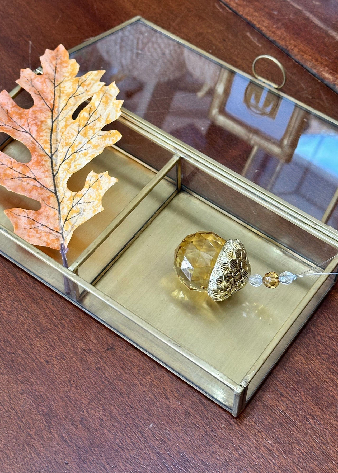 Brass Trimmed Glass Treasure Box Creative Co-Op jewelry box