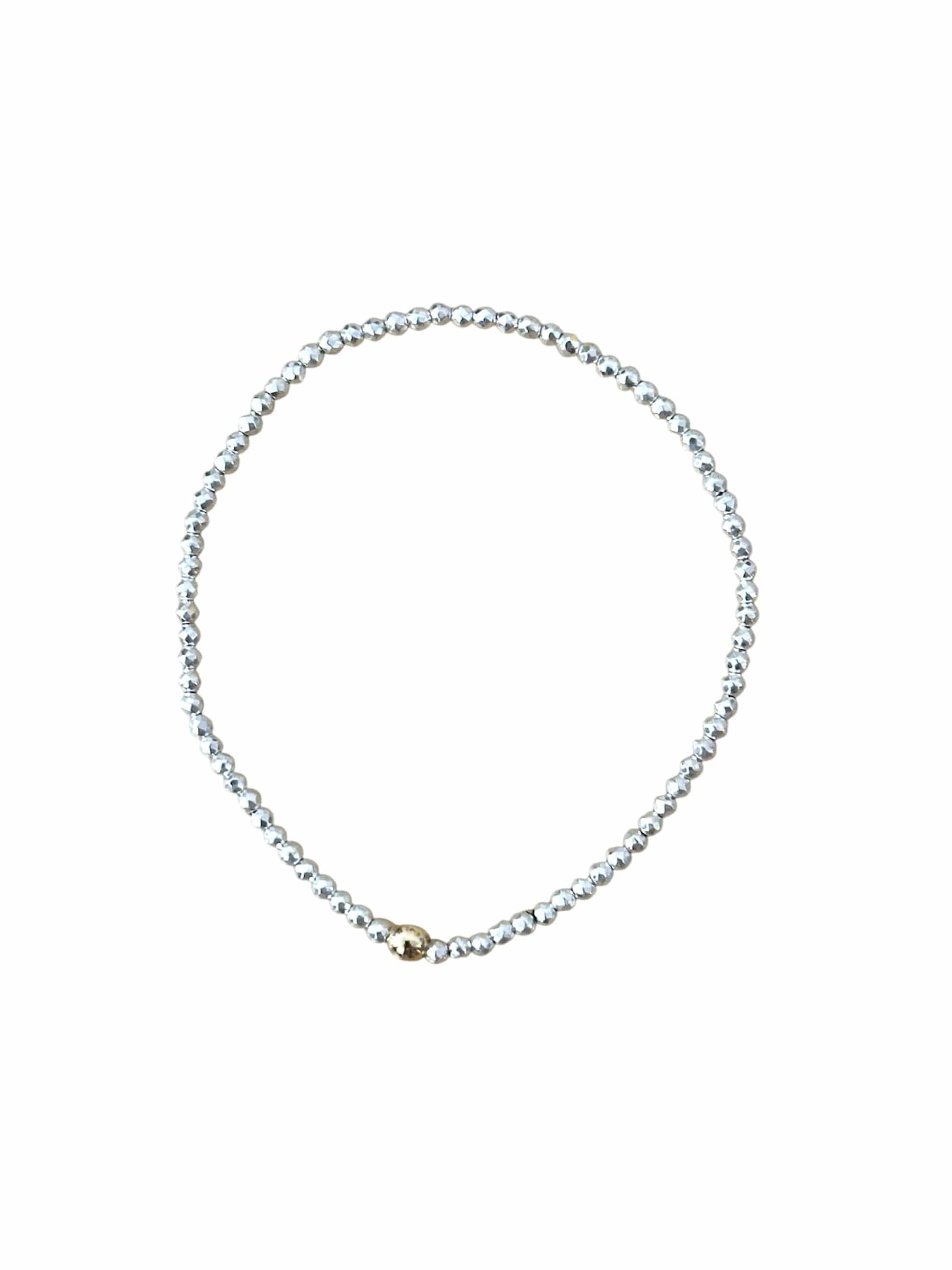 Bright Silver Faceted Hematite 2 mm Bracelet by eNewton e.newton Designs BRACELET