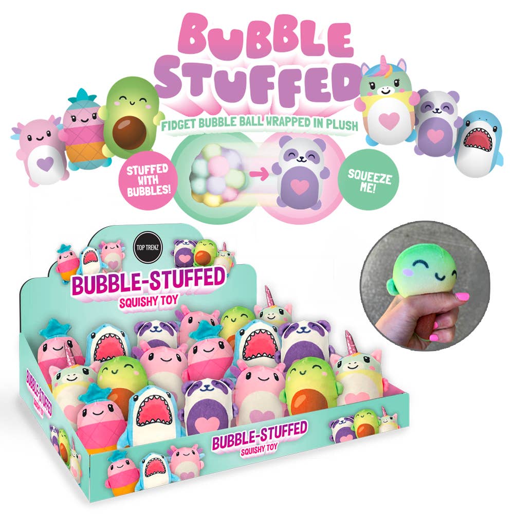 Bubble Stuffed Squishy Friends Original Plush Wrapped Fidget Top Trenz Inc